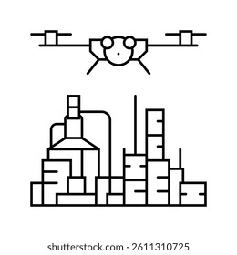 oil and gas inspection drone line icon vector. oil and gas inspection drone sign. isolated contour symbol black illustration