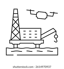 oil gas inspection drone line icon vector. oil gas inspection drone sign. isolated contour symbol black illustration