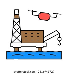 oil gas inspection drone line icon vector. oil gas inspection drone sign. isolated symbol illustration