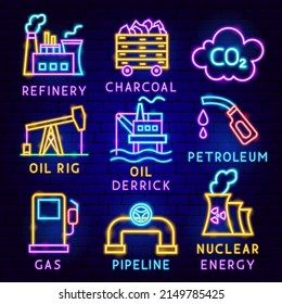 Oil Gas Label Set. Vector Illustration of Energy Promotion.