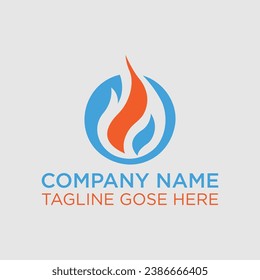 oil and gas logo with gear icon, air conditioning, heating, and cooling HVAC service logo design, Fire Heating Cooling Snowflake Conditioning Ventilation Gear Abstract Gas Oil Water, Initial Letter O 