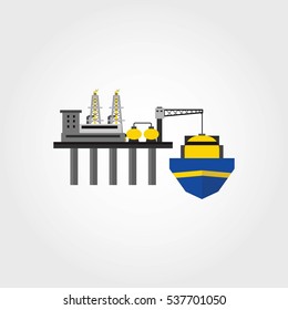 Oil And Gas Offshore Vector Illustration.