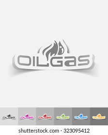 OIL GAS paper sticker with shadow. Vector illustration