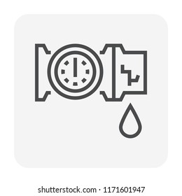 Oil or gas pipe connector damage icon. That is a problem of pipeline system and need repair by worker and tool. That caused by pressure or other concussion. Vector illustration design icon.