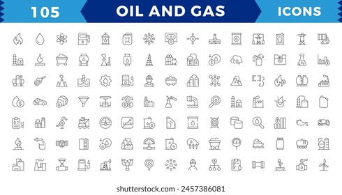 Oil and gas - Pixel Perfect thin line web icon set. Outline icons collection. editable stroke
