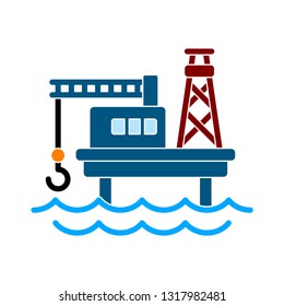 oil and gas platform illustration isolated, Vector drilling