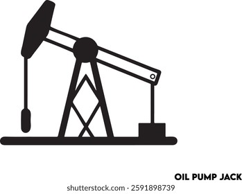 Oil and gas production facilities., oil pump jack, Oil pump jack or petrol pumpjack flat silhouette icon vector isolated on white background	