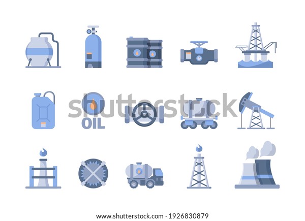 Oil Gas Production Icons Nature Exploration Stock Vector (Royalty Free ...