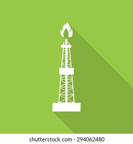 Oil, gas rig flat icon with long shadow.