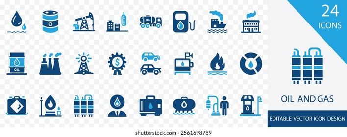 Oil and Gas solid icon set. CONTAINING pipeline,  petroleum, OIL BARREL, GAS STATION, FRACKING, GAS PUMP and more vector design