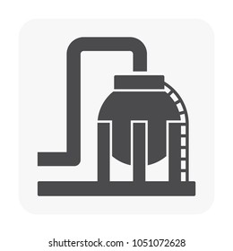 Oil gas tank or pressure vessel icon. Use as container for production industry plant that hold liquid and compressed gas i.e. natural gas, fuel, propane, lpg, lng, petrochemical, transport by pipeline
