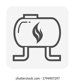 Oil gas tank or pressure vessel icon. Use as container for production industry plant that hold liquid and compressed gas i.e. natural gas, fuel, propane, lpg, lng, petrochemical, transport by pipeline