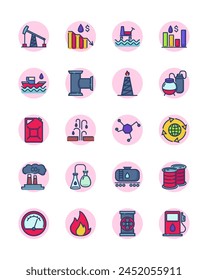 Oil and gas thin line icons set. Outline pump, barrel, rig and crude vector illustration collection. Drilling and industry concept