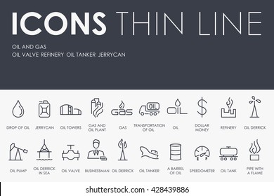 Oil And Gas Thin Line Icons