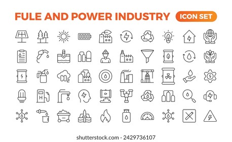 Oil and gas thin line web icon set. Energy and Industry icon set. Industrial icons. Energy icon collection. alternative sources of energy. Outline icon set.