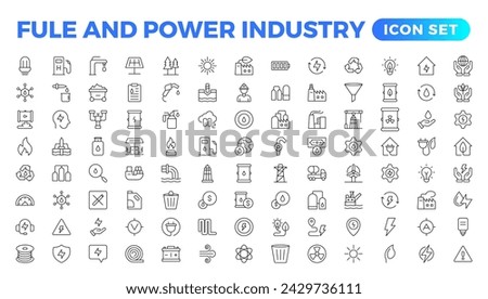 Oil and gas thin line web icon set. Energy and Industry icon set. Industrial icons. Energy icon collection. alternative sources of energy. Outline icon set.