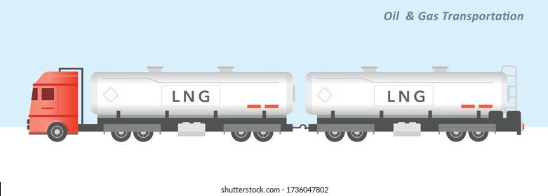 Oil And Gas Transportation LNG, CNG, LPG, Fuel, Transportation Simple Truck Design Vector Illustration    