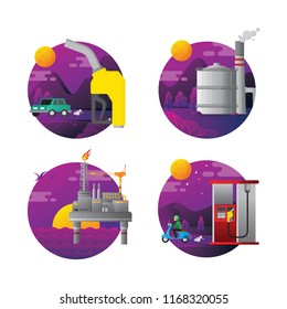 Oil and Gas Vector Flat Illustration