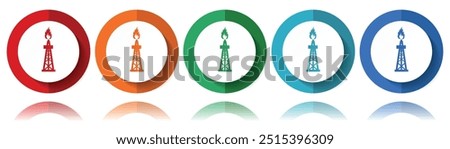 Oil and gas vector icons, flat icon set for logo design, webdesign and mobile applications, colorful web button collection in eps 10