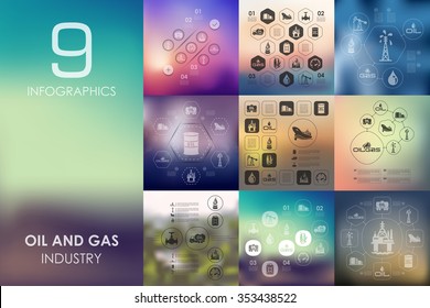 oil and gas vector infographics with unfocused blurred background