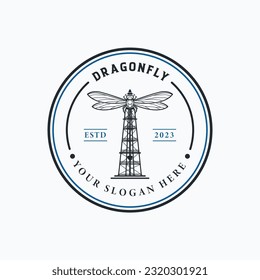 Oil and Gas Vector Logo Design Inspiration with dragonfly