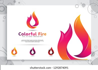 Oil and gas vector logo illustration with modern colorful concept. Symbol of oil and gas for energy industry company.