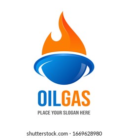 Oil gas vector logo template. This design use flame symbol. Suitable for industrial.