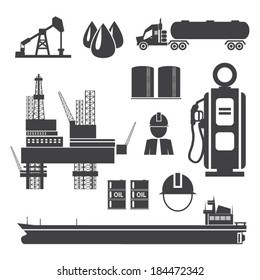 Oil, gasoline and petroleum related icon set