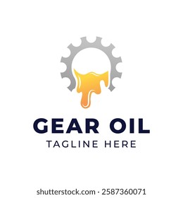 Oil and gear icon logo design. Oil drop with cog wheel icon logo design.