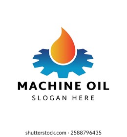 Oil and gear icon logo design. Oil drop with cog wheel icon logo design.