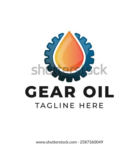 Oil and gear icon logo design. Oil drop with cog wheel icon logo design.