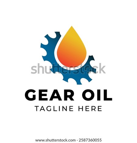 Oil and gear icon logo design. Oil drop with cog wheel icon logo design.