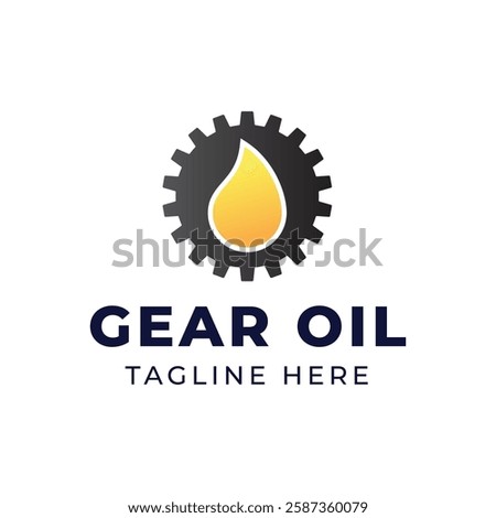 Oil and gear icon logo design. Oil drop with cog wheel icon logo design.