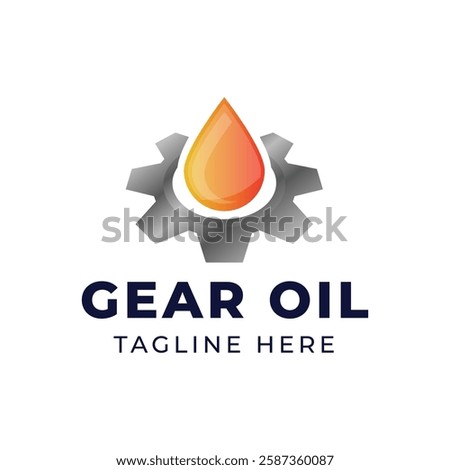 Oil and gear icon logo design. Oil drop with cog wheel icon logo design.