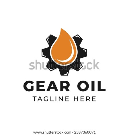 Oil and gear icon logo design. Oil drop with cog wheel icon logo design.