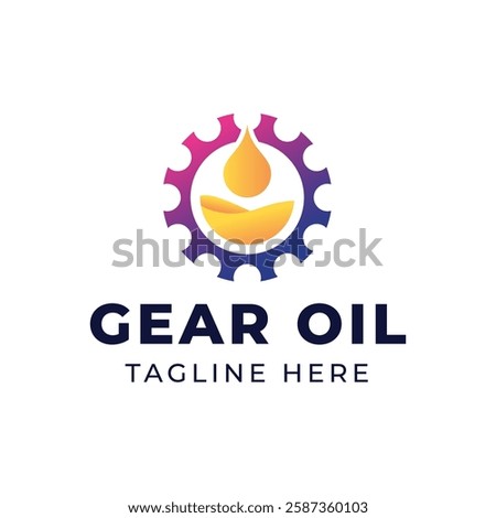 Oil and gear icon logo design. Oil drop with cog wheel icon logo design.