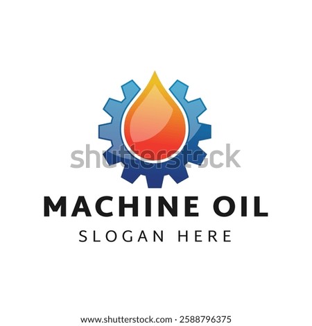 Oil and gear icon logo design. Oil drop with cog wheel icon logo design.
