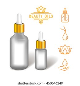 Oil / gel / lotion / serum / elixir bottle mock up. Realistic vector illustration.