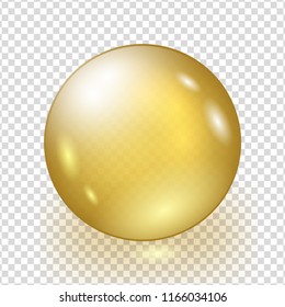 Oil gold bubble isolated on transparent background