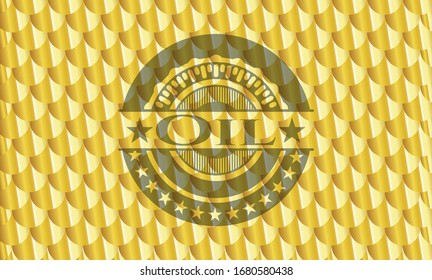 Oil gold emblem. Scales pattern. Vector Illustration. Detailed.