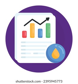 Oil growth chart a flat rounded icon, editable vector 