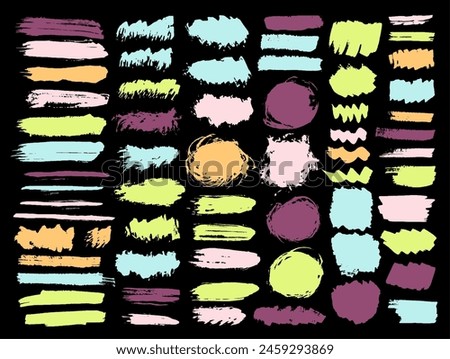 Oil grunge daub mega bundle. Hand drawn inkblot streak colorful elements. Smudge spot sale sticker stamp batch. Brushstroke gouache blots design.