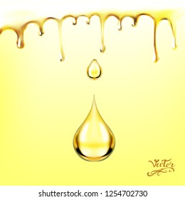 oil, honey, drops splashes vector 3d realistic illustration