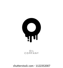 Oil icon. Black letter O with dripping oil. Oil Company Logo. Corporate emblem.