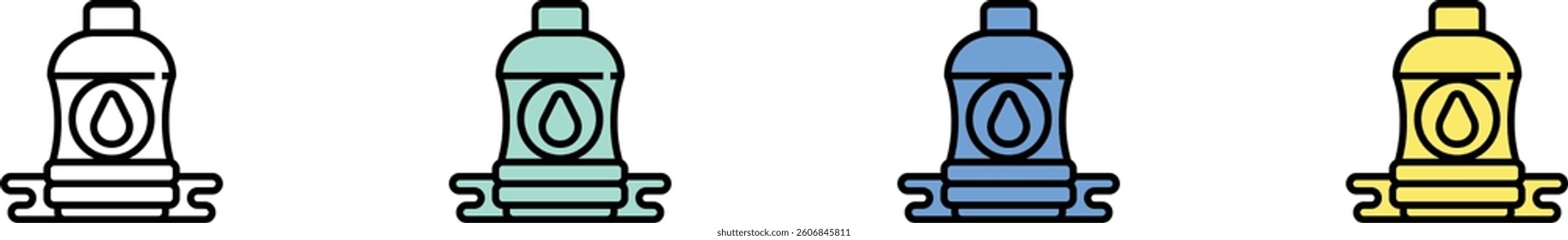 oil icon. Outline, Green, Blue and Yellow Style Design Isolated On White Background