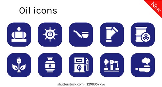  oil icon set. 10 filled oil icons. Simple modern icons about  - Water tank, Solar energy, Pipe, Barrel, Green energy, Gas, Eco fuel, Derrick