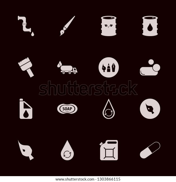 oil icon set with drawing painting\
tools, capsule and paint brush vector\
illustration