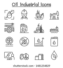 Oil icon set in thin line style