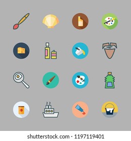 oil icon set. vector set about paint palette, fried egg, products and beard icons set.