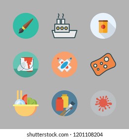 oil icon set. vector set about paint bucket, oil platform, paint tube and paint icons set.